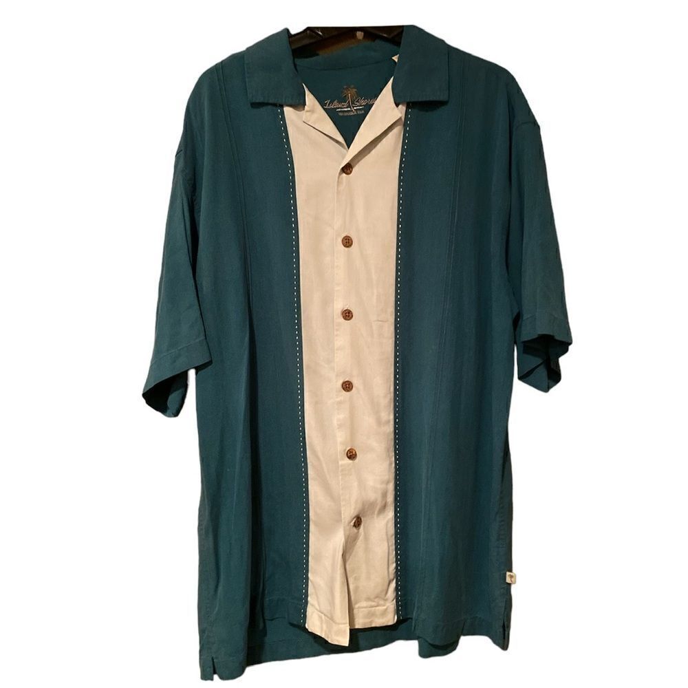 Island Shores Men’s Silk Shirt Size Medium Short Sleeve Washable Silk
